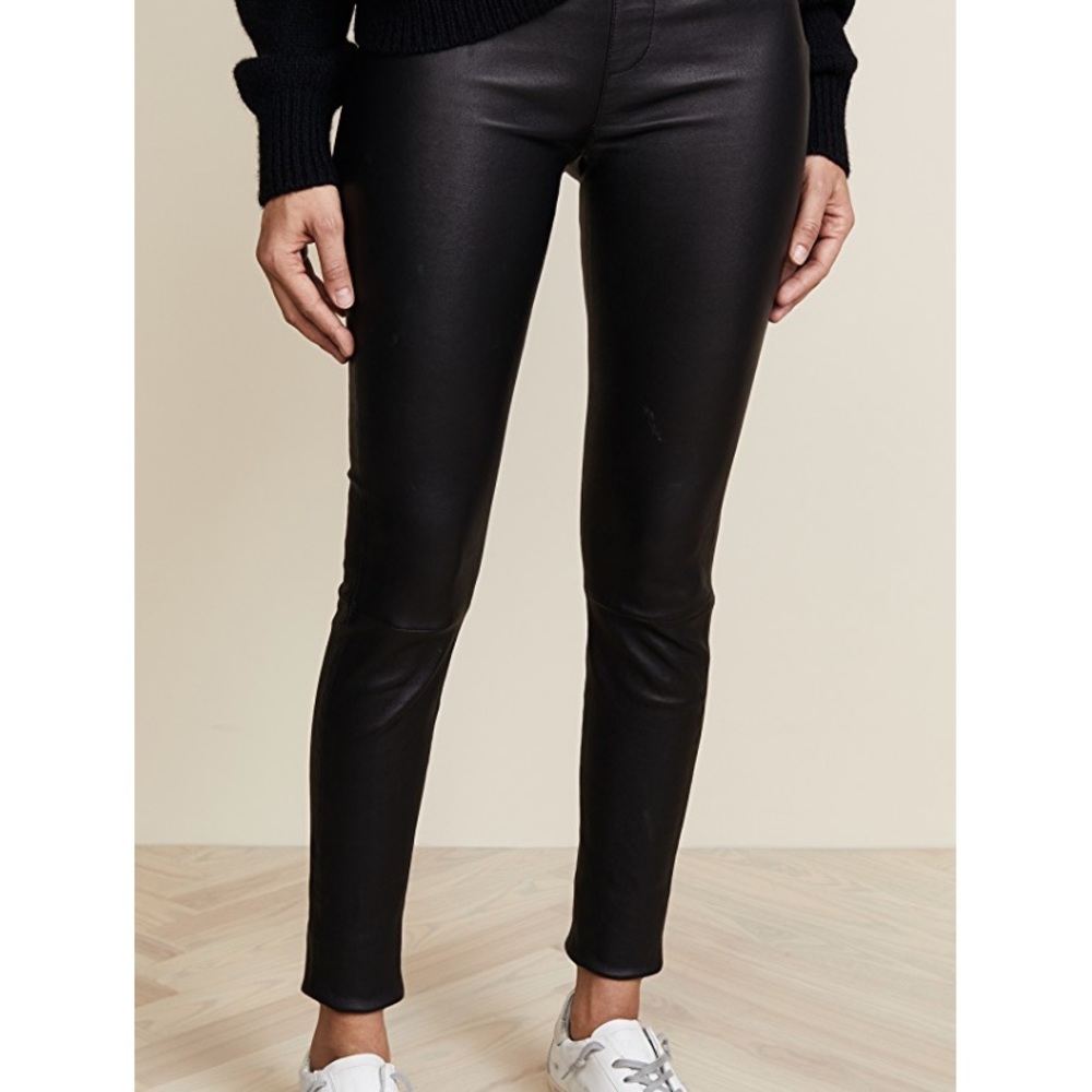 Helmut Lang Lambskin Black Leather Leggings Size 4